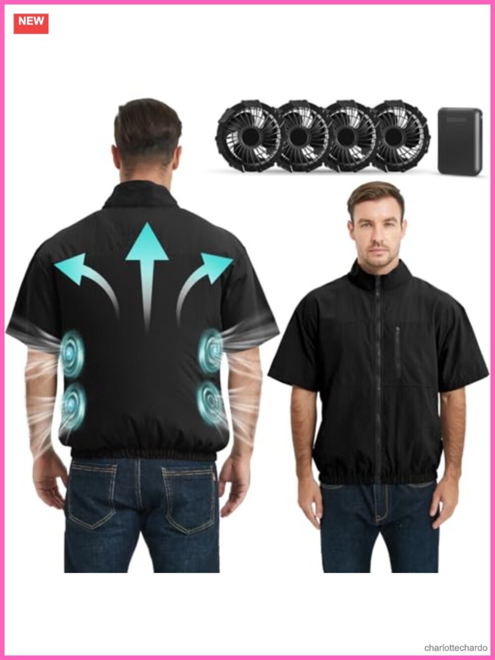 Cooling Vest with 4 Fans and Battery Pack Electric Air Conditioned Jacket